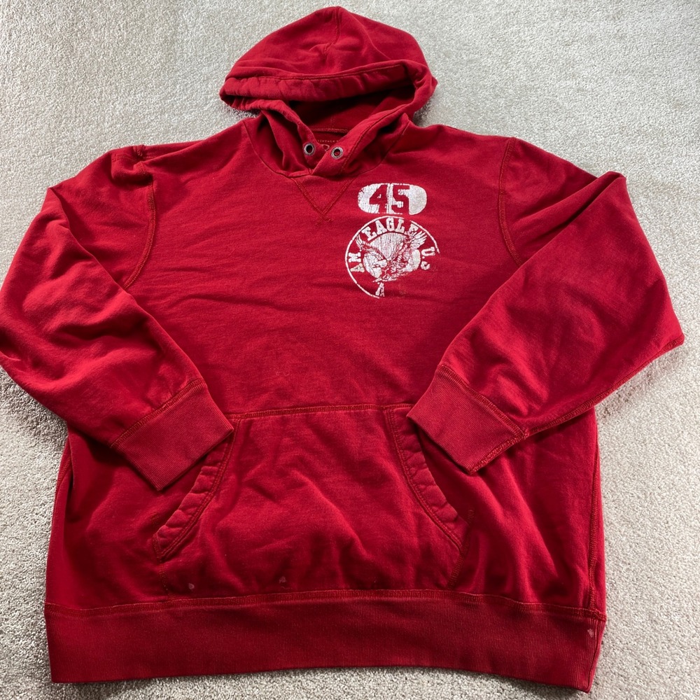 American Eagle Outfitters Sweatshirt‎ Mens XXL Red Graphic Hoodie Eagle USA 45